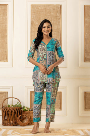 Blue Multi Co-Ord Set