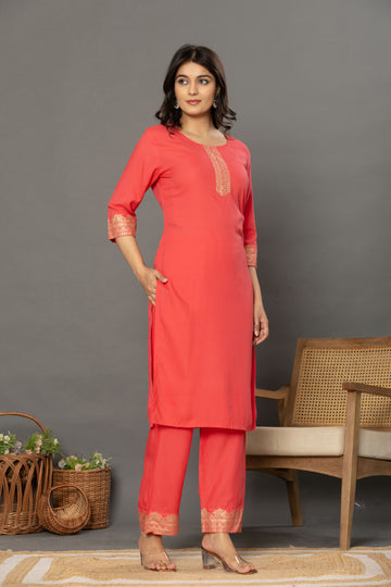 Sakhiyaan Peach Kurta Set
