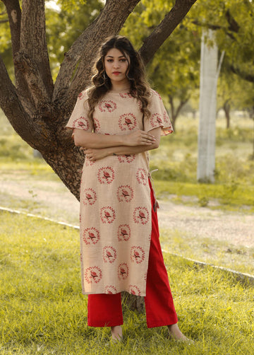 BIRDY PRINT COTTON KURTA