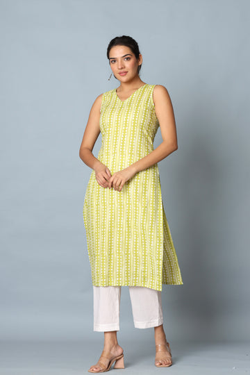 Green Zigzag Kurta Set