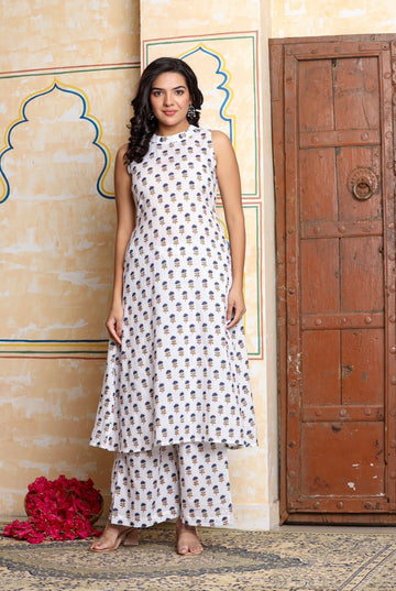 White Indigo Halter Neck Set Of Two