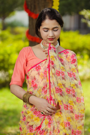 PEACH AND BEIGE SAREE