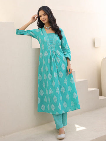 SAKHIYAAN TURQUOISE COTTON SET OF TWO