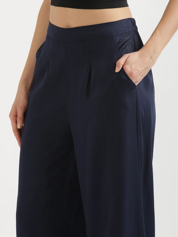 English Blue Viscose Palazzo Pants