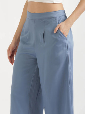 English Blue Viscose Palazzo Pants