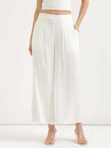 White Viscose Palazzo Pants