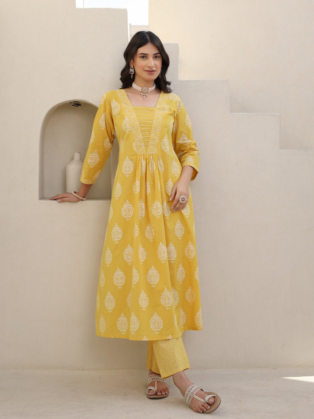 SAKHIYAAN MUSTARD YELLOW COTTON SET OF TWO