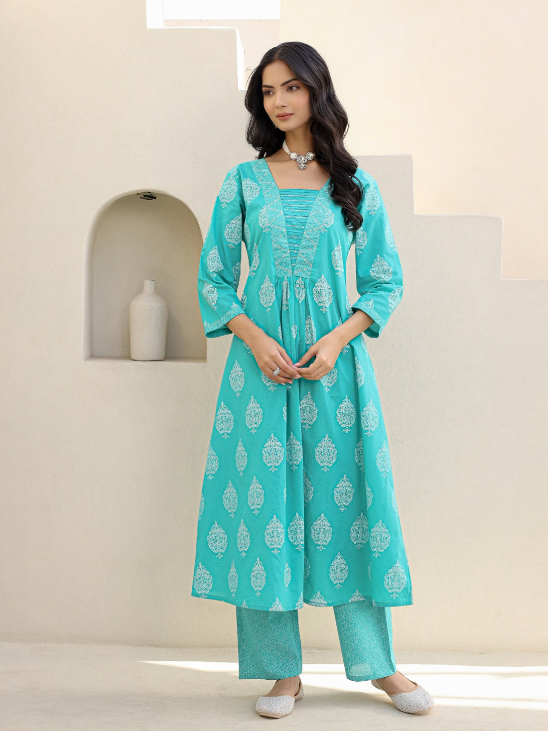 SAKHIYAAN TURQUOISE COTTON SET OF TWO