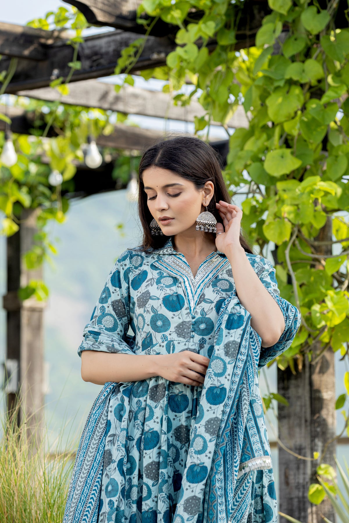 Sea Green Anarkali Set With Dupatta