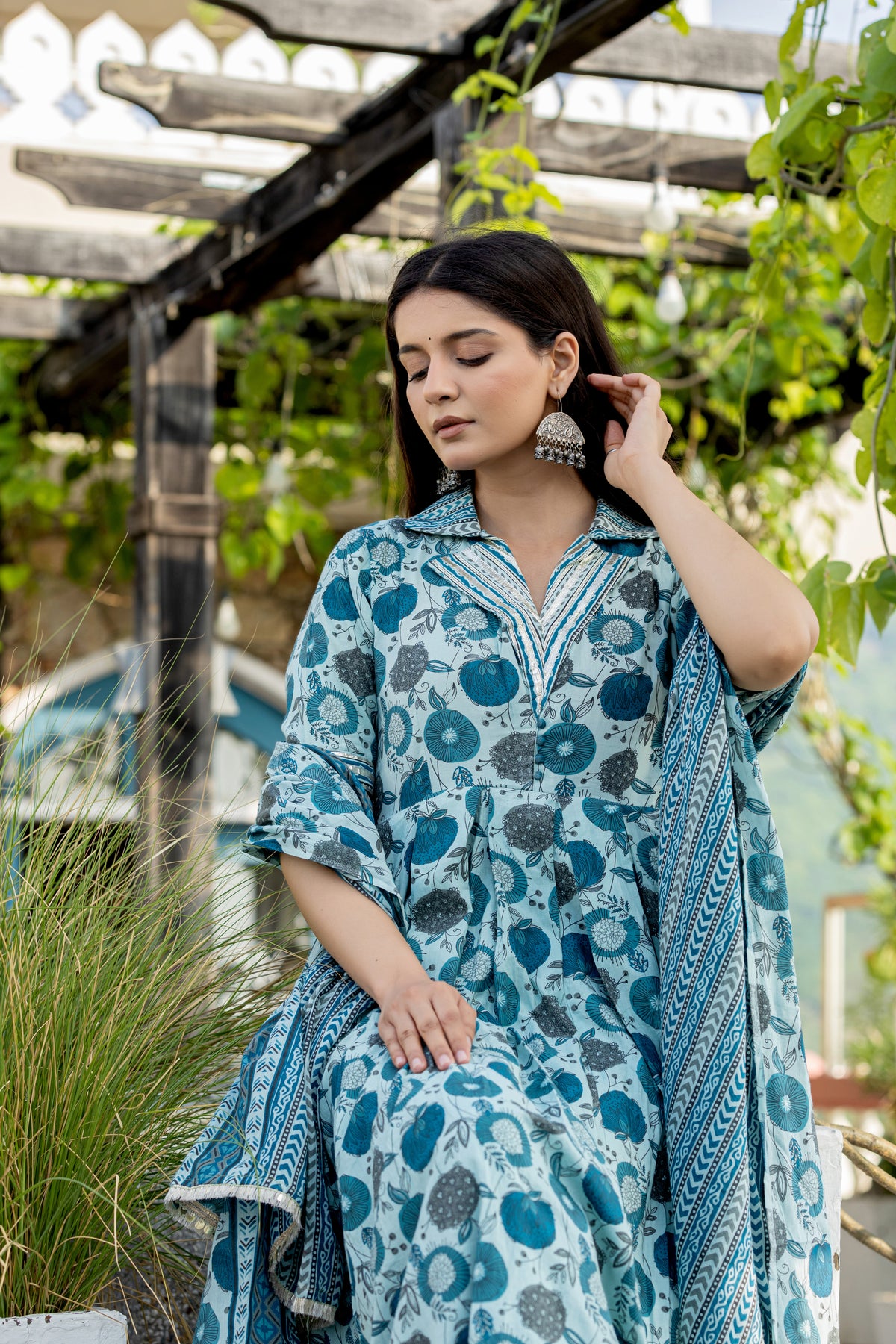 Sea Green Anarkali Set With Dupatta
