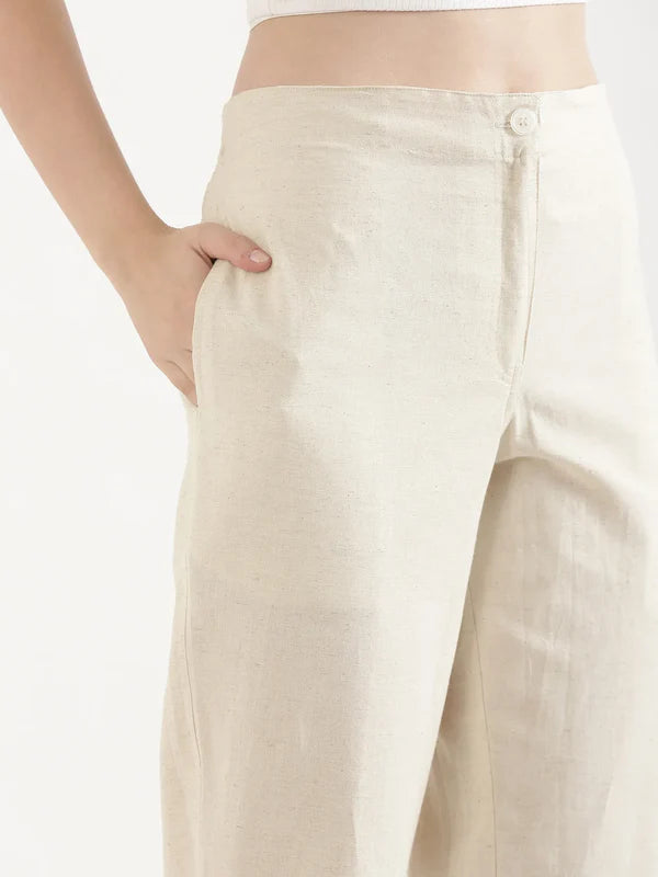 Women's Linen Straight Pant - Off White