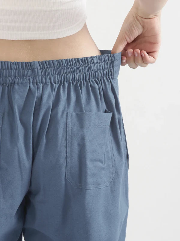 Women's Linen Straight Pant - True Blue