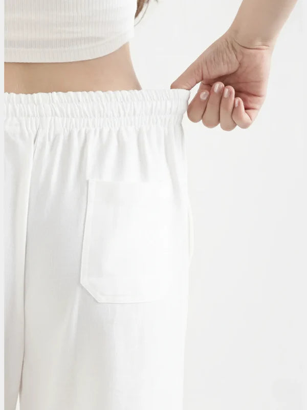 Women's Linen Straight Pant - White