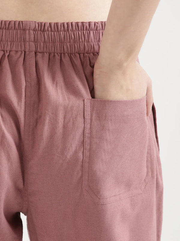 Women's Linen Straight Pant - Dusty Rose