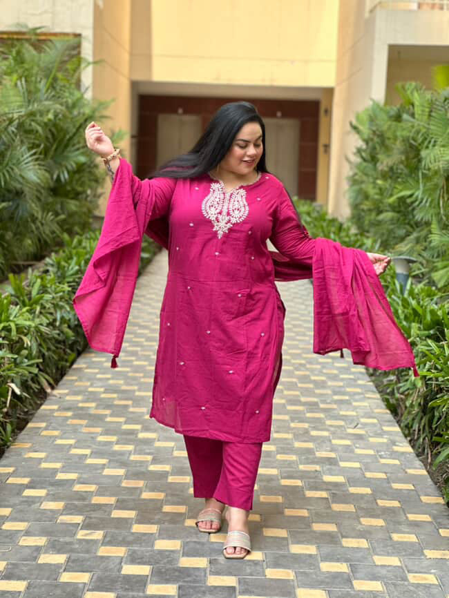 Gulal Rani Pink Cotton Set