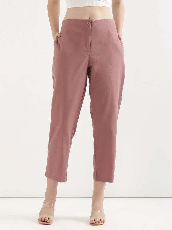 Women's Linen Straight Pant - Dusty Rose