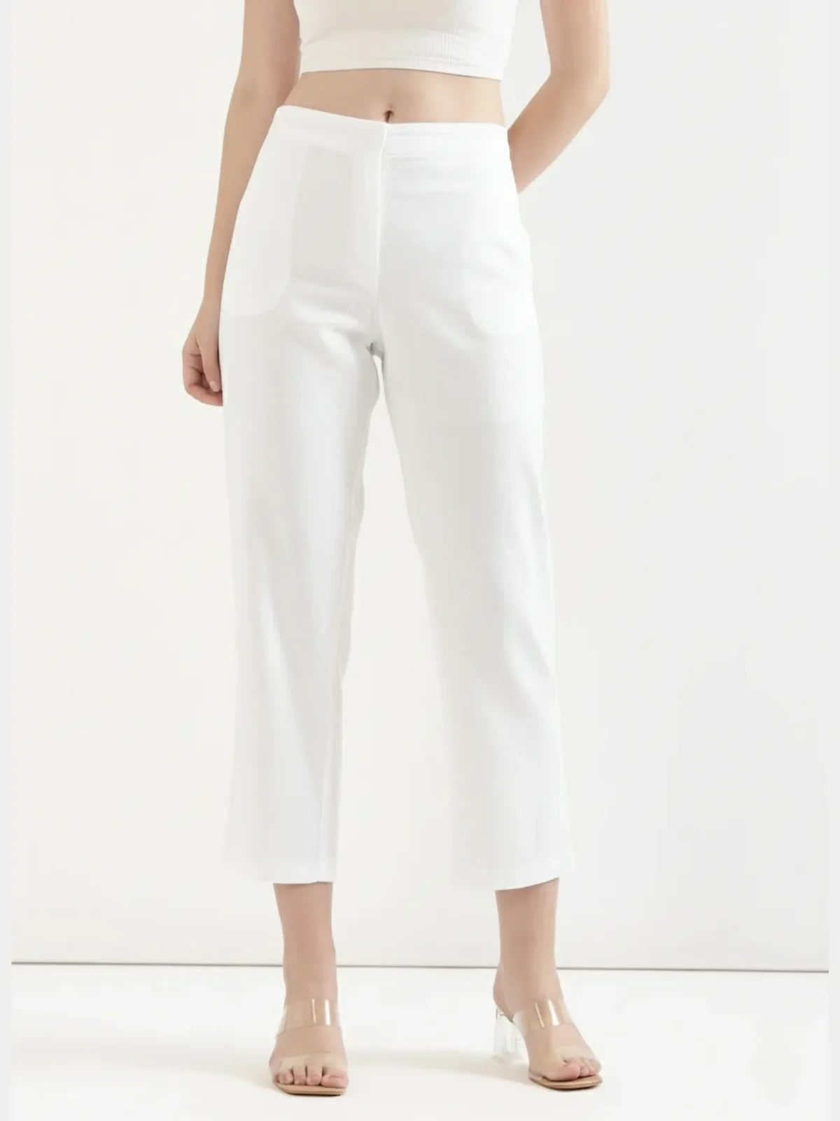 Women's Linen Straight Pant - White & True Blue (Pack of 2)