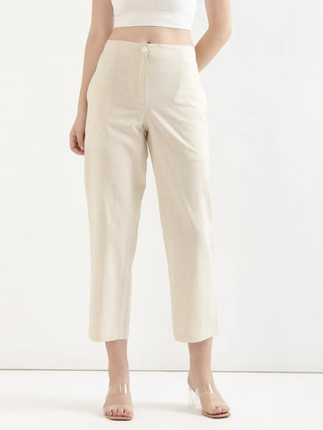 Women's Linen Straight Pant - Off White