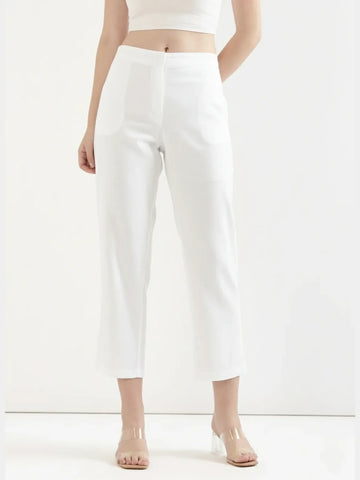 Women's Linen Straight Pant - White