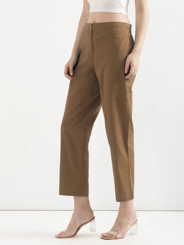 Women's Linen Straight Pant - Mocha