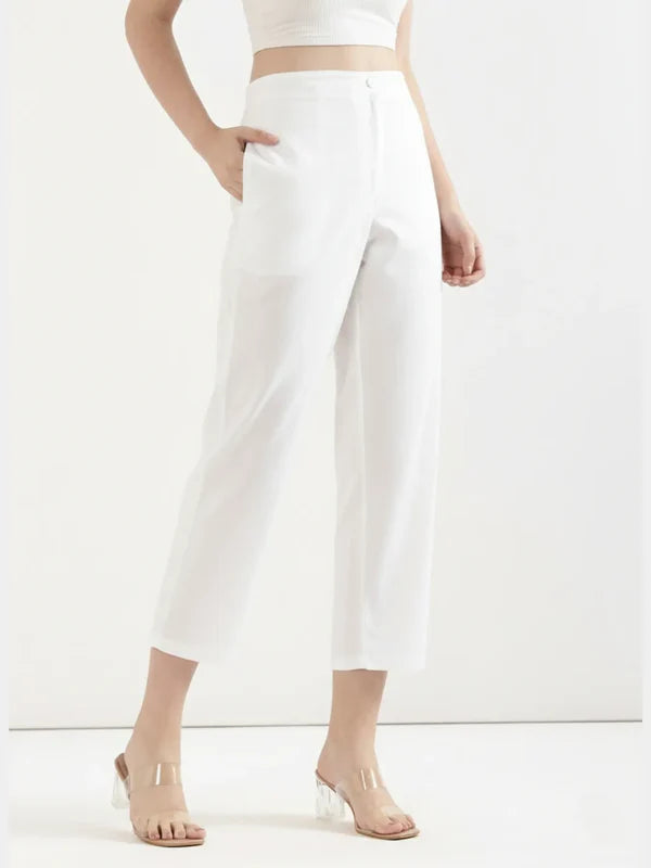 Women's Linen Straight Pant - White & True Blue (Pack of 2)