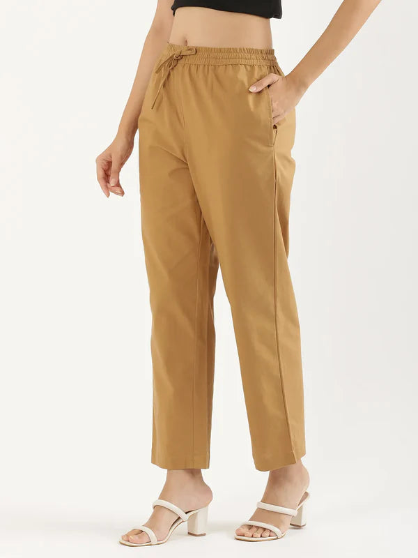 Women's Cotton Straight Pant - Mocha