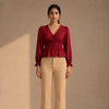 Beige Pintuck Lycra Pants