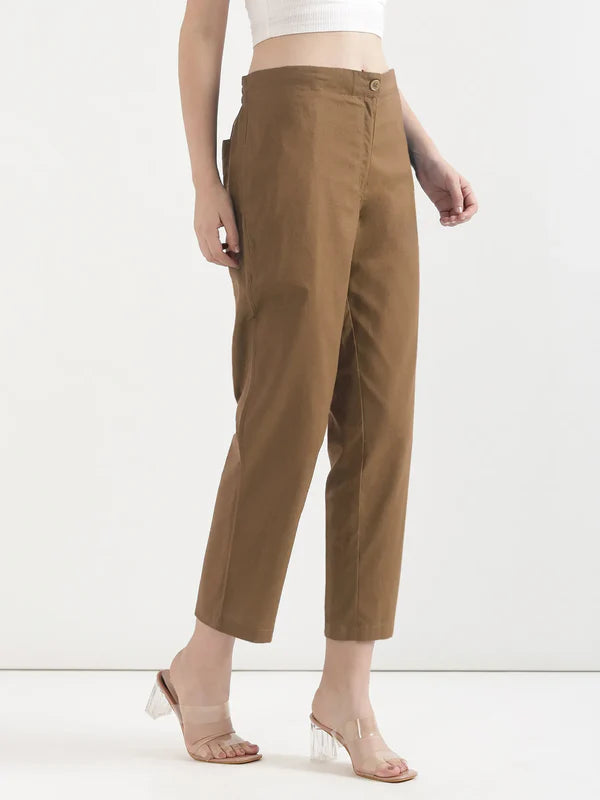 Women's Linen Straight Pant - Mocha