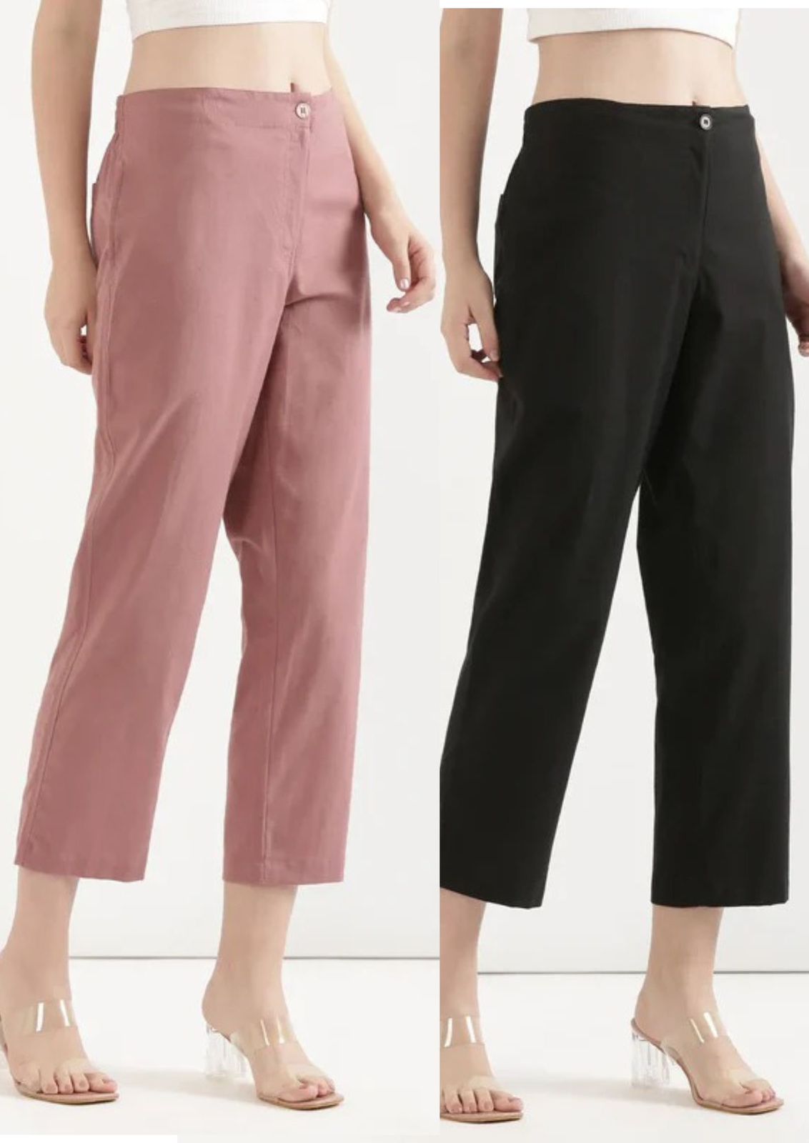 Women's Linen Straight Pant - Dusty Rose & Black (Pack of 2)