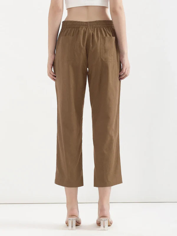 Women's Linen Straight Pant - Mocha