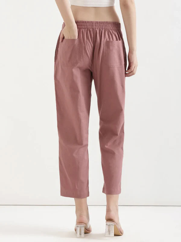 Women's Linen Straight Pant - Dusty Rose