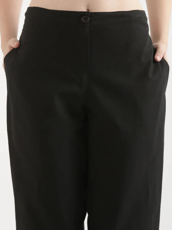 Women's Linen Straight Pant - White & Black (Pack of 2)