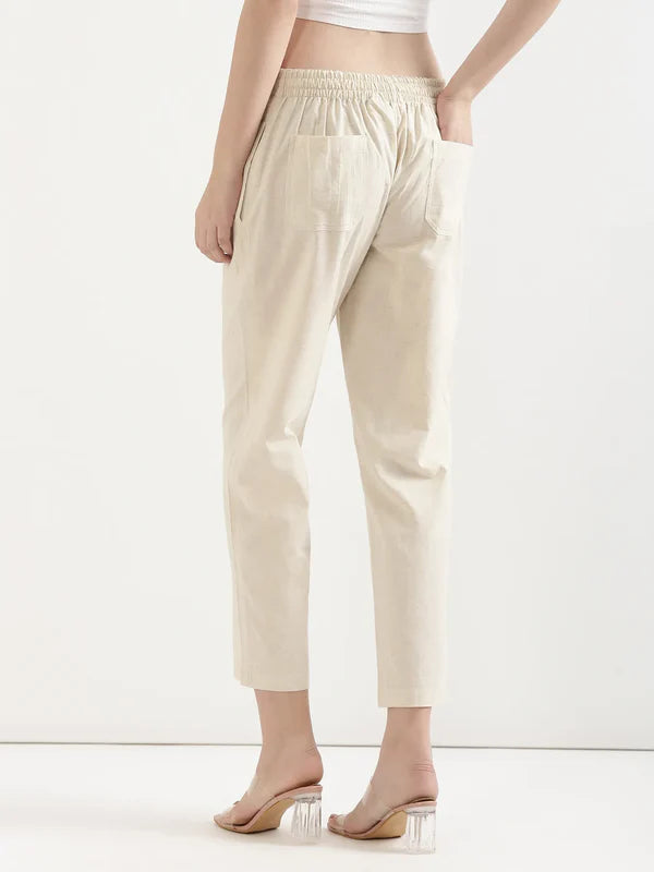 Women's Linen Straight Pant - Off White