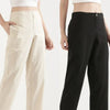 Women's Linen Straight Pant - Off White & Black (Pack of 2)