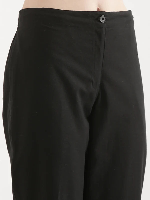 Women's Linen Straight Pant - Black