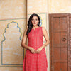 Red Cut Sleeves Kurta Bottom  Set Of Two