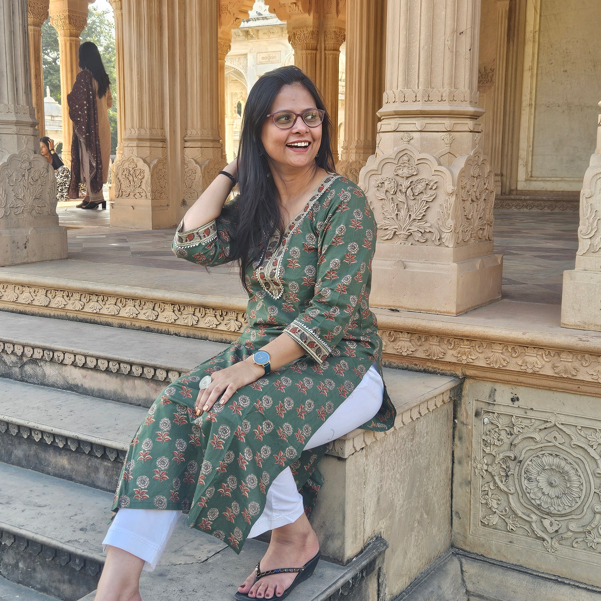Hara Rang Floral Kurta