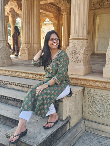 Hara Rang Floral Kurta