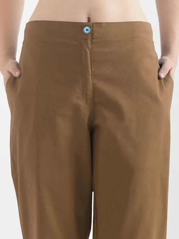 Women's Linen Straight Pant - Mocha