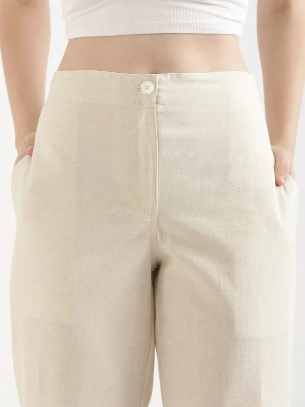 Women's Linen Straight Pant - Off White