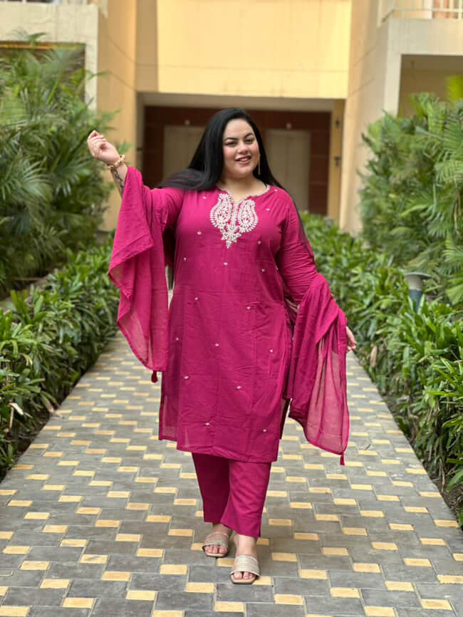 Gulal Rani Pink Cotton Set