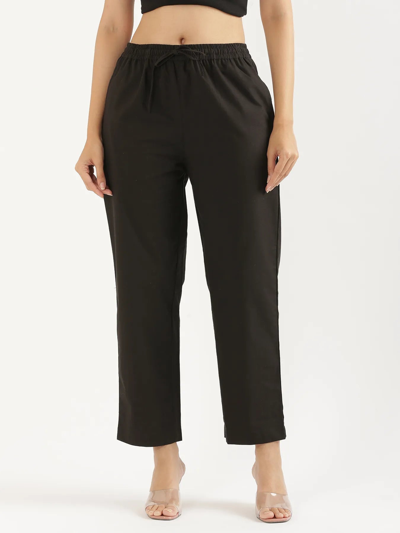 Women's Cotton Straight Pant - Black & Mocha (Pack of 2)