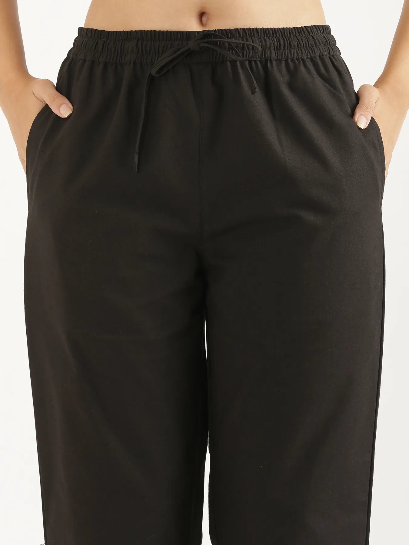Women's Cotton Straight Pant - Black & Dusty Rose (Pack of 2)