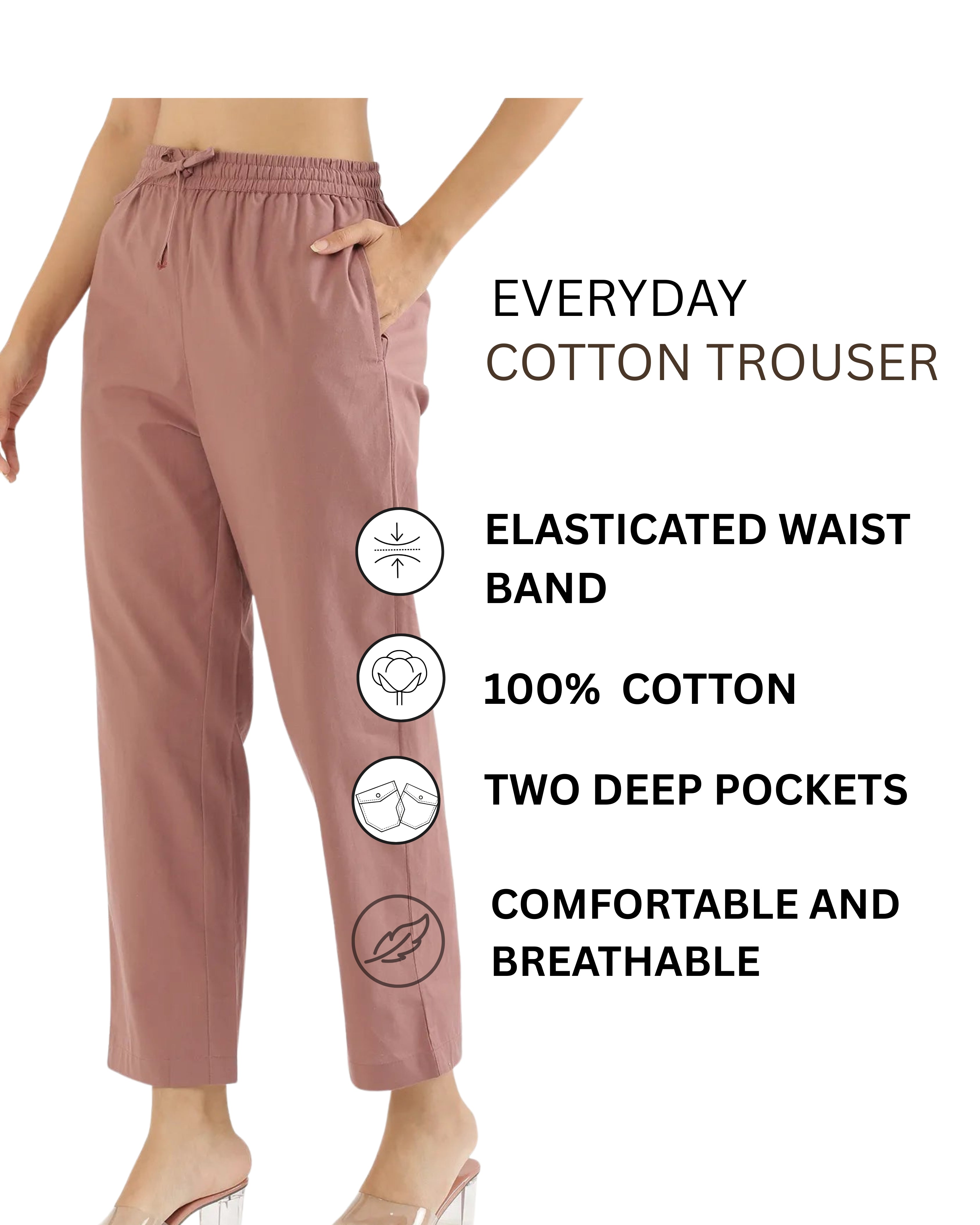Women's Cotton Straight Pant - Dusty Rose