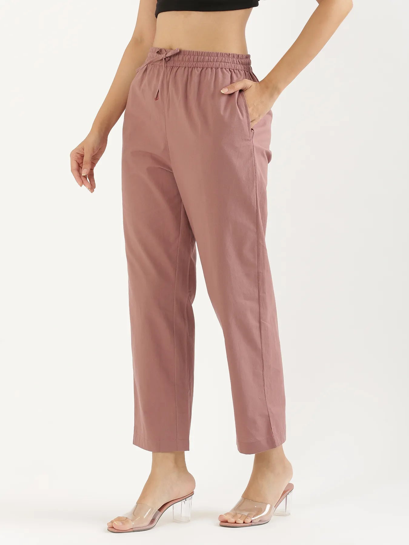 Women's Cotton Straight Pant - Dusty Rose
