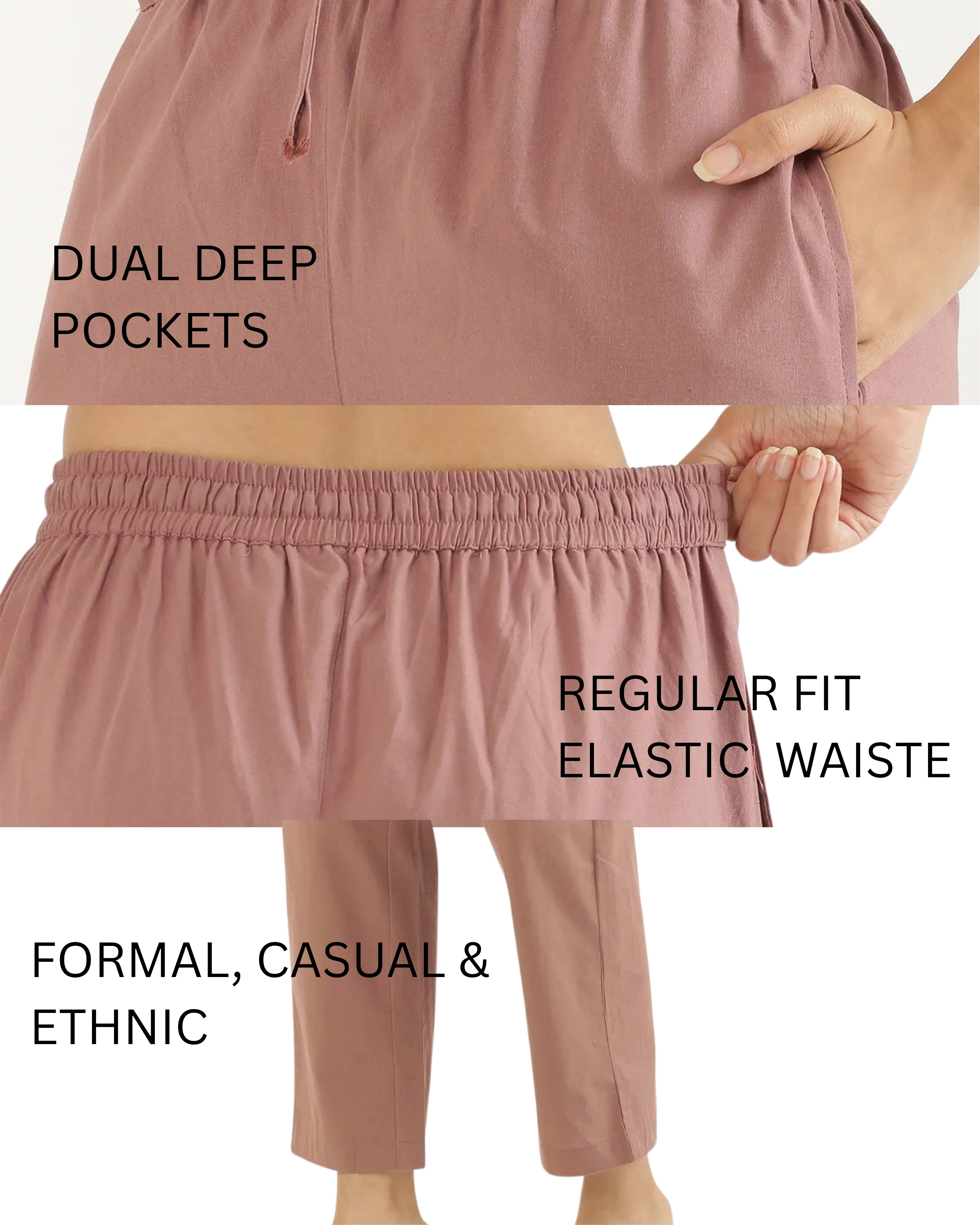 Women's Cotton Straight Pant - Dusty Rose