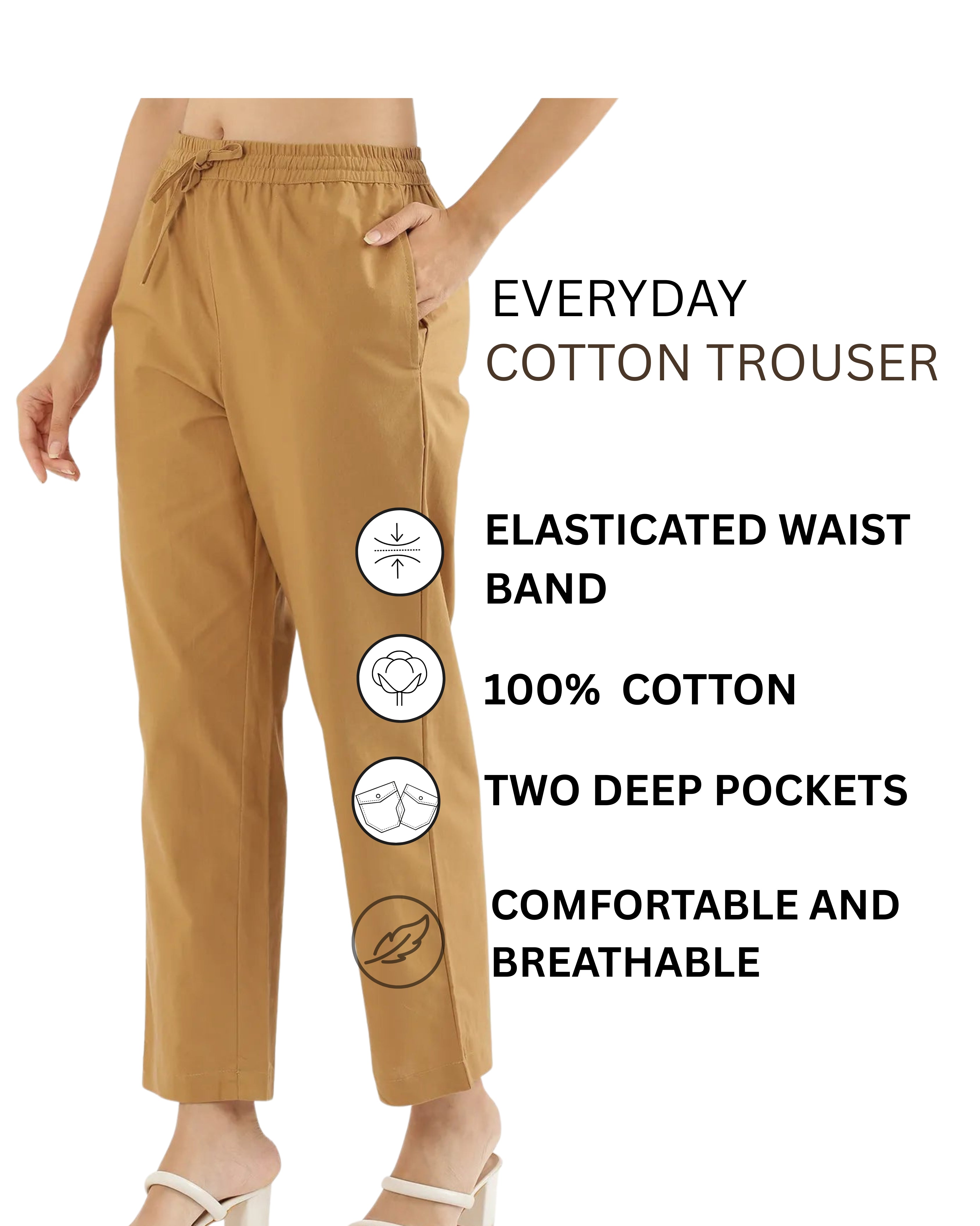 Women's Cotton Straight Pant - Mocha