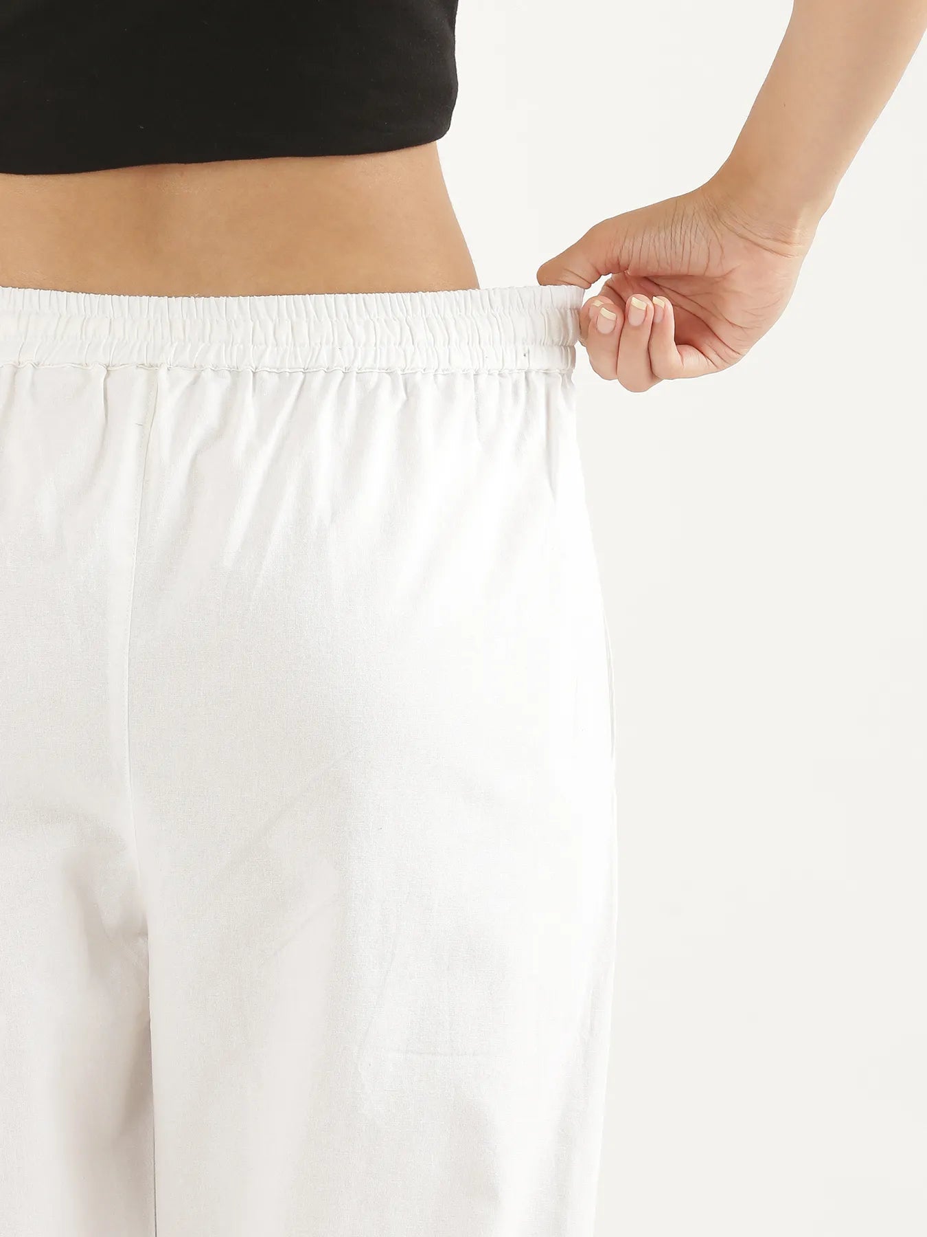 Women's Cotton Straight Pant - White & Beige (Pack of 2)