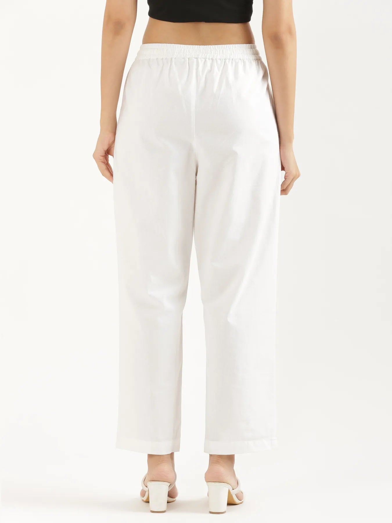 Women's Cotton Straight Pant - White & Mocha (Pack of 2)