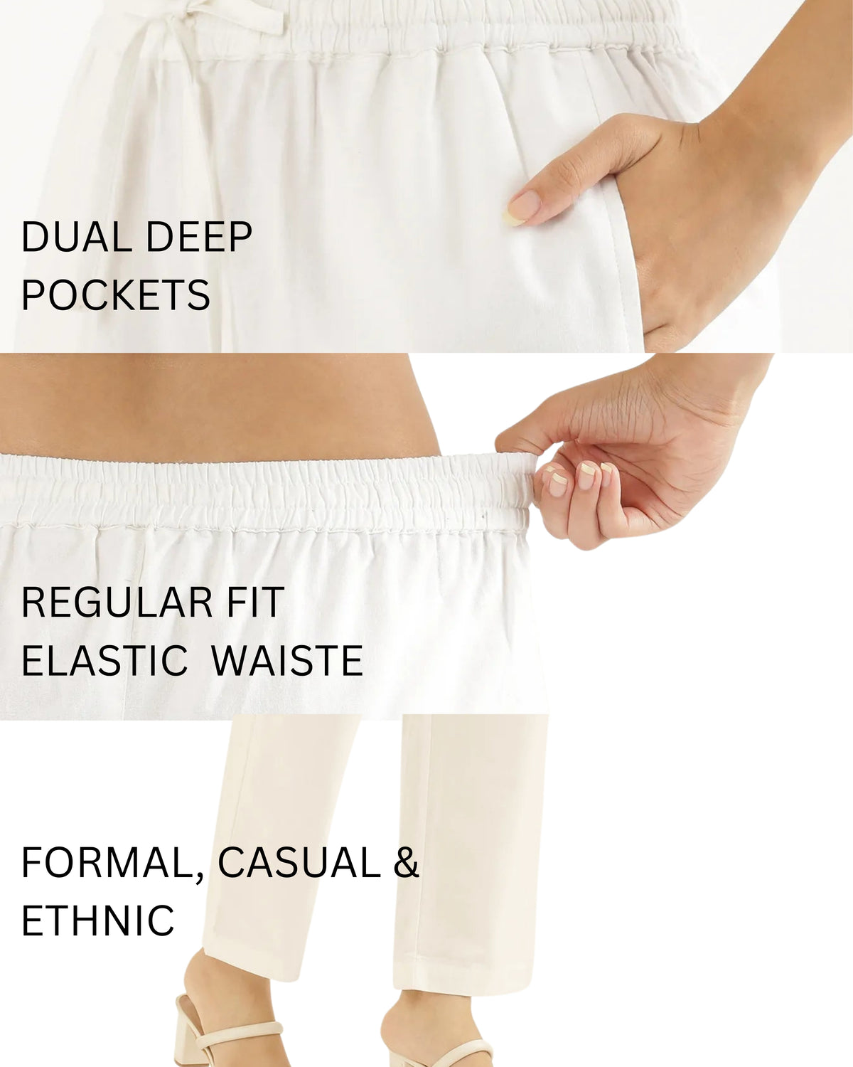 Women's Cotton Straight Pant - White